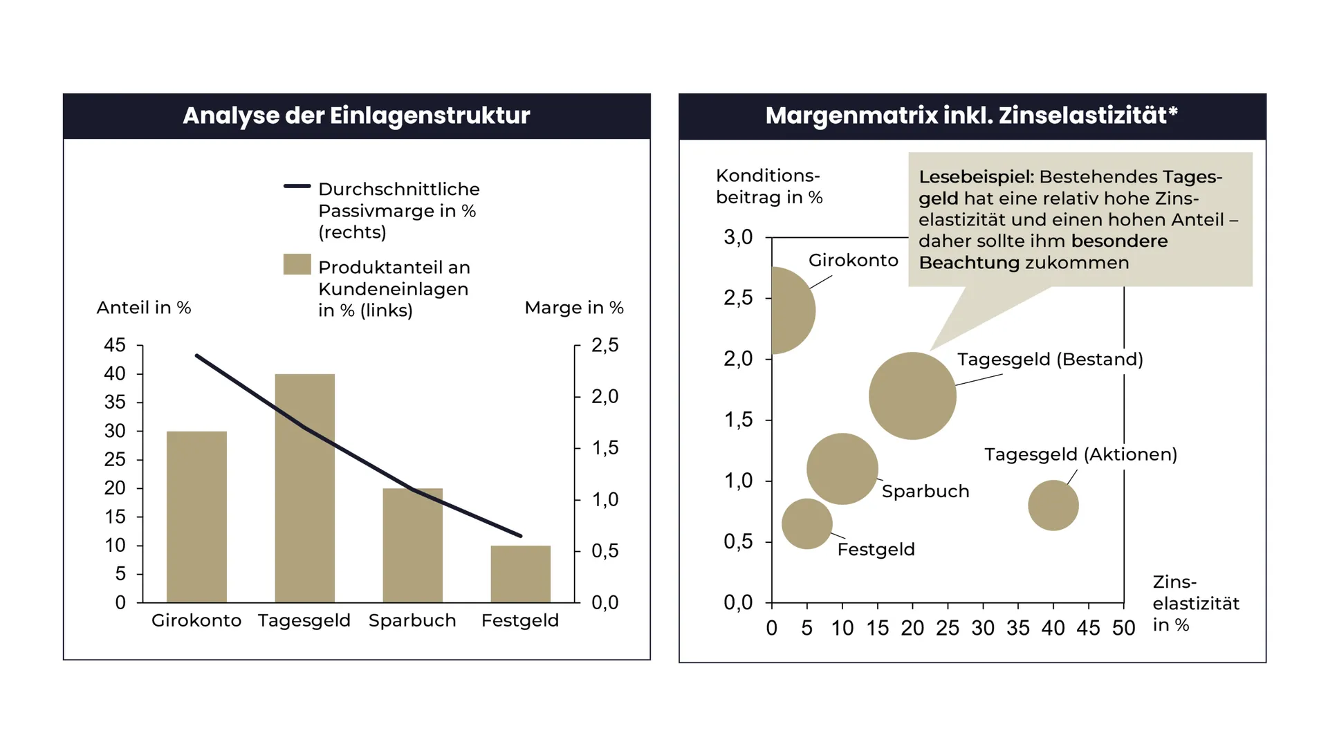 Analyse der Einlagenstruktur und Margenmatrix inklusive Zinselastizität