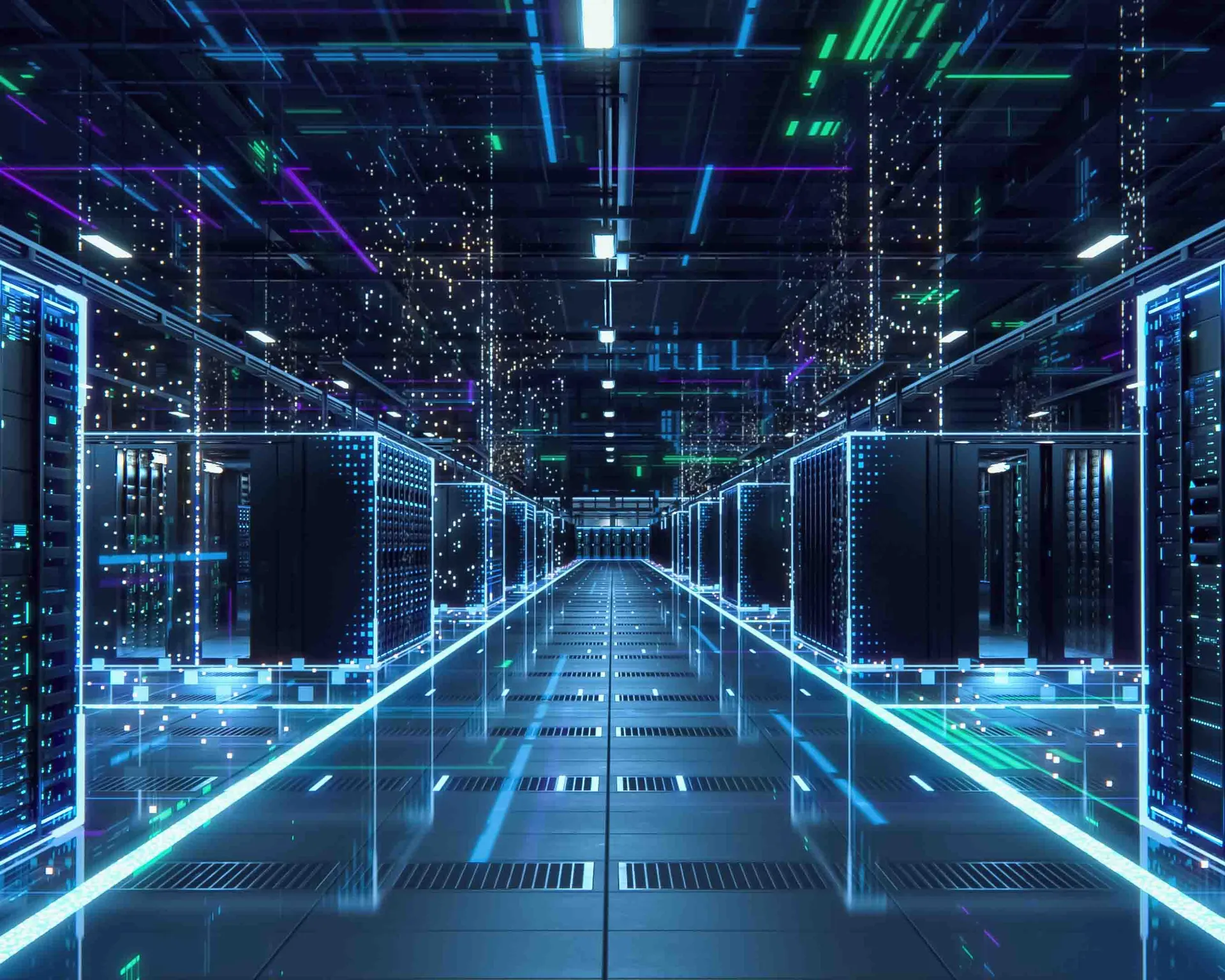 Ein modernes Datentechnologiezentrum zur Symbolisierung der Digitalisierung im Bereich Retail & Business Banking