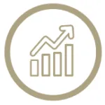 Icon mit einem Symbol für wirtschaftliches Wachstum