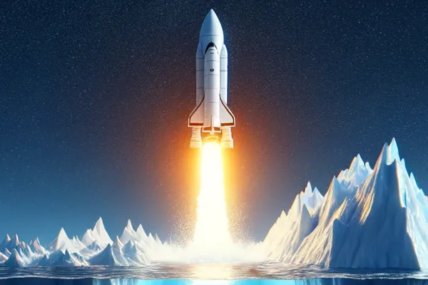 Rakete startet in den Bergen