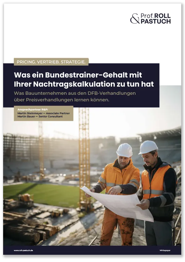 Cover des Whitepapers: Was ein Bundestrainer-Gehalt mit Ihrer Nachtragskalkulation zu tun hat
