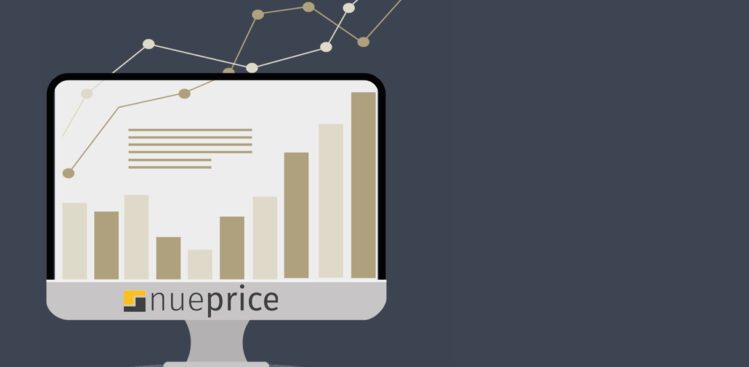 Computer mit nueprice-Logo und einem Diagram