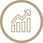 Icon mit einem Symbol für wirtschaftliches Wachstum