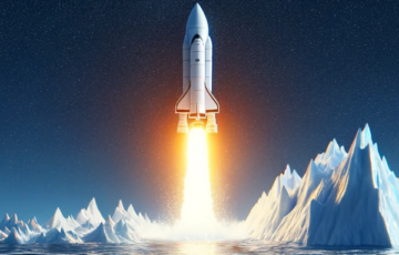 Rakete startet in den Bergen