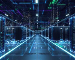 Ein modernes Datentechnologiezentrum zur Symbolisierung der Digitalisierung im Bereich Retail & Business Banking