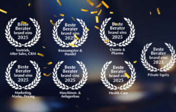 Auszeichnungen als Beste Unternehmensberater 2025 für Prof. Roll & Pastuch von brand eins
