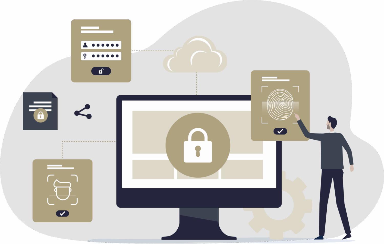Darstellung von digitaler Datensicherheit auf einem PC