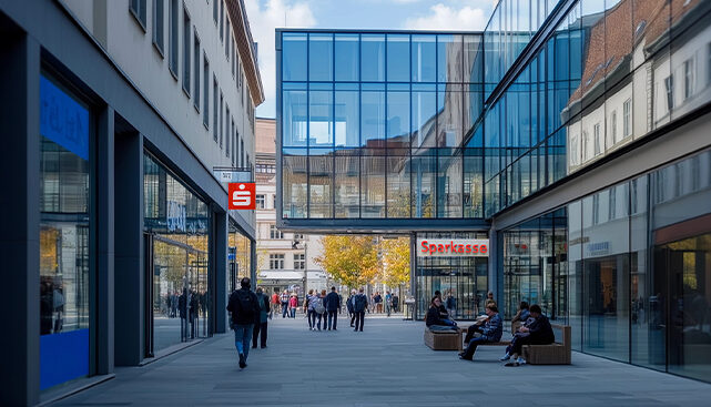 Sparkassen-Filiale in einer Innenstadt