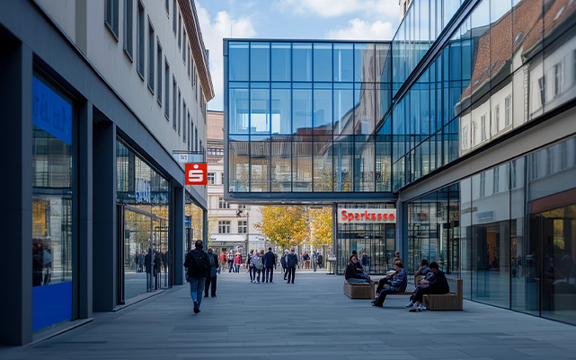Sparkassen-Filiale in einer Innenstadt